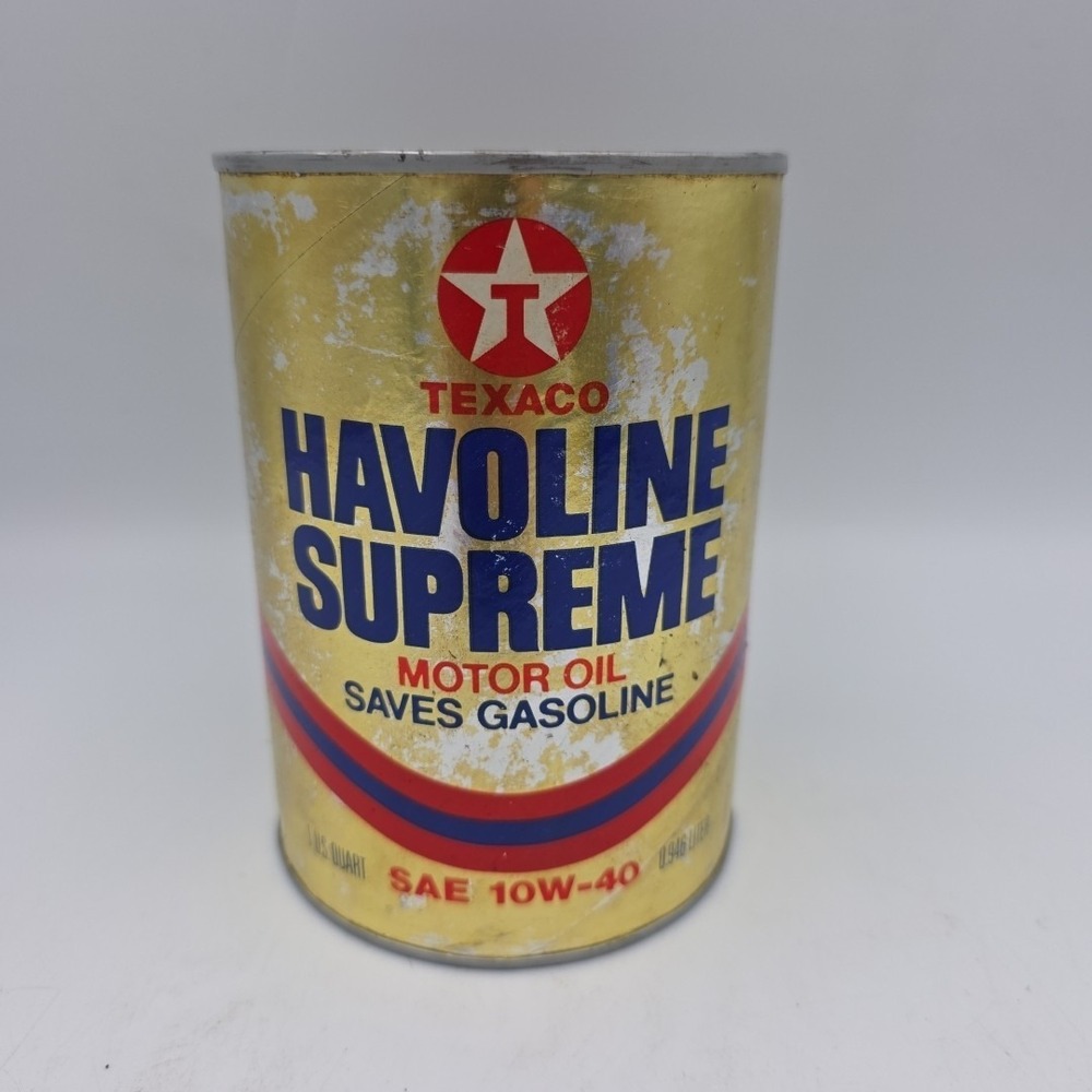 Vintage Texaco Havoline Supreme Motor Oil SAE 10W-40‎ Full Cardboard Can